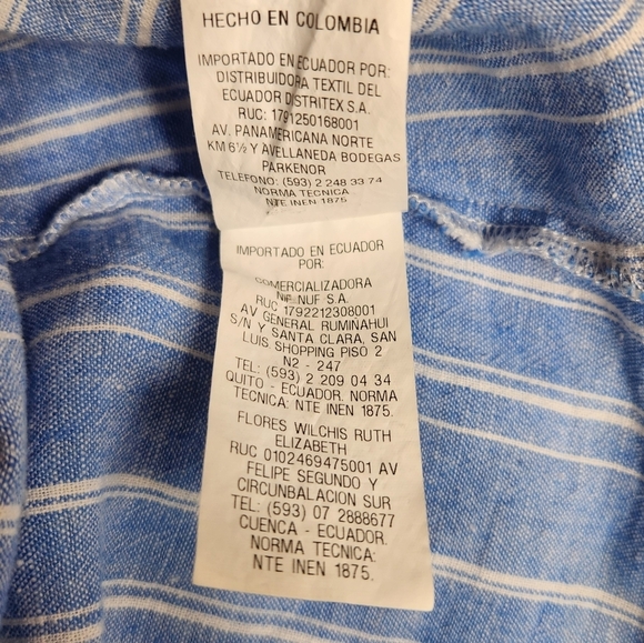 NAF NAF Paris Womens |M| Linen Blend Blue/White Stripe Sleeveless V-Neck Popover - Picture 7 of 8